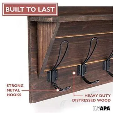 Ilyapa Espresso Coat Rack Wall Mount with Shelf