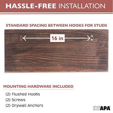 Ilyapa Espresso Coat Rack Wall Mount with Shelf