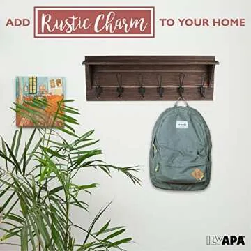 Ilyapa Espresso Coat Rack Wall Mount with Shelf