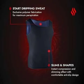 Sweat Shaper Men’s Premium Slimming Shapewear Workout Sauna Tank Top Vest, Black, Large-X Large