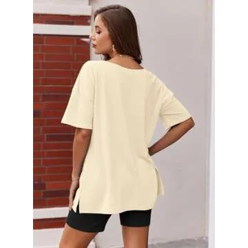 Ekouaer Womens Pajamas 2 Piece Lounge Sets Oversized V Neck T-Shirts Tops Biker Shorts Set Workout Reversible Tracksuit S-XXL