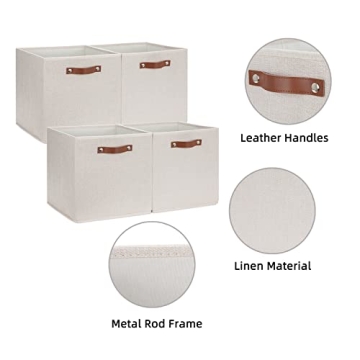 HNZIGE Collapsible Storage Baskets Set of 4 for Organized Spaces