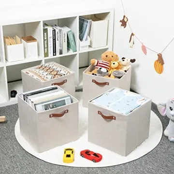 HNZIGE Collapsible Storage Baskets Set of 4 for Organized Spaces