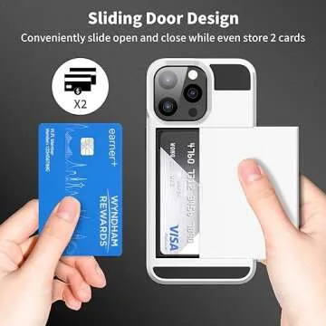 ACANDYA for iPhone 15 Pro Max Case with Card Holder Wallet Protective Case for Women Men Heavy Duty Shockproof Anti-Scratch Hidden Card Slot Dual Layer Cover for iPhone 15 Pro Max 6.7 inch Silver