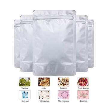 LZLPACKING 100 Pieces resealable Mylar Bags with Clear Front Window,Smell Proof Edible Packaging Bags,Sample Bags,ziplock Stand up Pouches Bags for Food Storage(5×8 Inch/12.7 x 20.3cm)