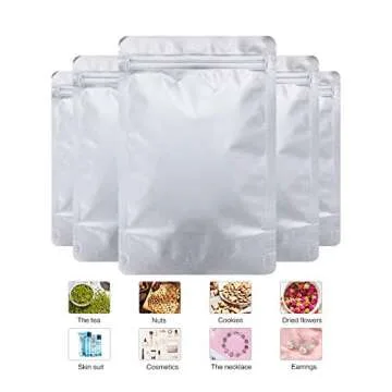 LZLPACKING 100 Pieces resealable Mylar Bags with Clear Front Window,Smell Proof Edible Packaging Bags,Sample Bags,ziplock Stand up Pouches Bags for Food Storage(5×8 Inch/12.7 x 20.3cm)