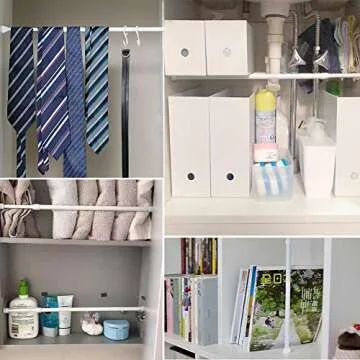 Spring Tension Curtain Rods 28-43 Inch Adjustable Spring Loaded Small Mini Extendable Heavy Duty Black Curtain Tension Rod For Kitchen, Bathroom, Window, Bookshelf,Closet