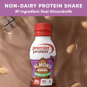 Premier Protein Almondmilk Plant Based Protein Shake, 20g Protein, 5g Sugar, 11.5 Fl oz, Chocolate, ...