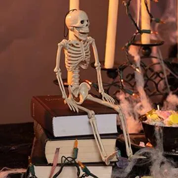 JOYIN Posable Halloween Skeletons, Full Body Posable Joints Skeletons 5 Packs for Halloween Decoration, Graveyard Decorations, Haunted House Accessories, Indoor/Outdoor Spooky Scene Party Favors