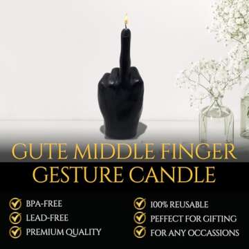 GUTE Middle Finger Candle - Fun Novelty Gift Idea Black
