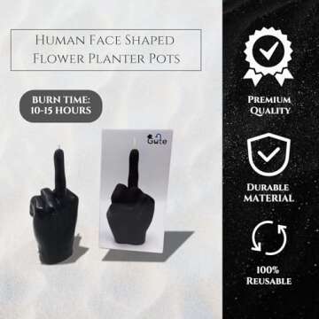 GUTE Middle Finger Candle - Fun Novelty Gift Idea Black