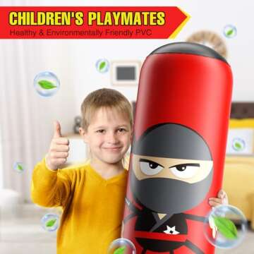 Inflatable Kids Punching Bag, Punching Bag Karate Gifts for Boys and Girls, Boxing Bag for Immediate Bounce Back for Practicing Karate, Taekwondo, and to Relieve Pent Up Energy in Kids and Adults