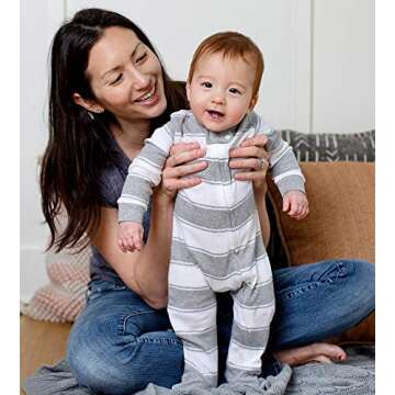 Burt's Bees Baby Sleep and Play PJs, 100% Organic Cotton One-Piece Zip Front Romper Jumpsuit Pajamas