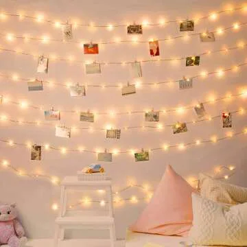 33Ft LED Fairy Lights with Photo Clips for Decor