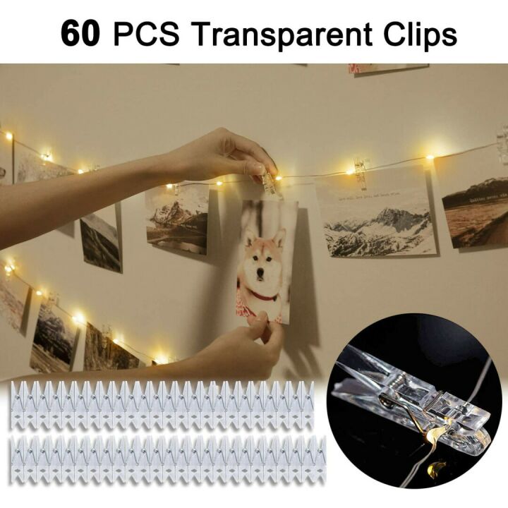 33Ft LED Fairy Lights with Photo Clips for Decor