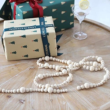 Elegant Christmas Wood Bead Garland for Festive Decor