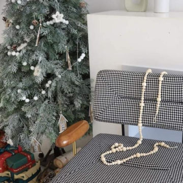 Elegant Christmas Wood Bead Garland for Festive Decor