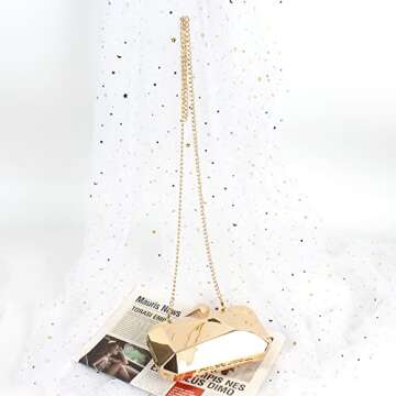 Reberomantic Women Lattice Pattern Metal Handbag Chain Geometric Evening Clutch Purse (Y-Gold)