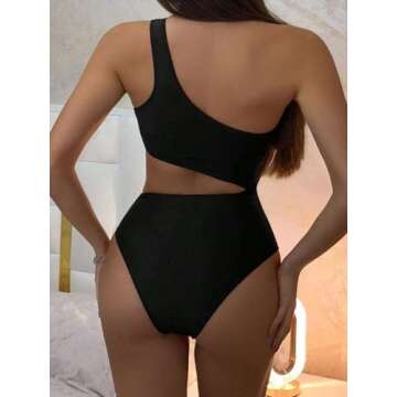 Leoparts Women's Color Block One Piece Swimsuits Monokini One Shoulder Cutout High Cut Bathing Suits...