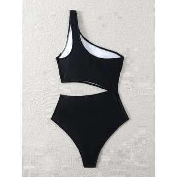 Leoparts Women's Color Block One Piece Swimsuits Monokini One Shoulder Cutout High Cut Bathing Suits Beachwear
