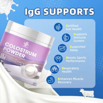 iMATCHME Bovine Colostrum Powder for Gut Health, Immune Support, Muscle Recovery & Wellness, Easy to Mix Grass Fed Bovine Powder, Healthy Iron Levels, Growth and Repair, Non GMO, 60 Servings