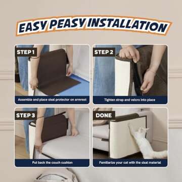Panther Armor Couch Protectors - Cat Scratching Mats [Left Arm in Brown] - Natural Sisal Furniture Protector - Anti Scratch