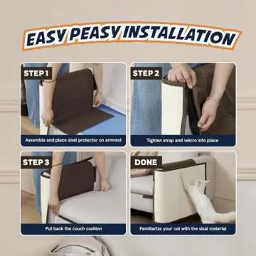 Panther Armor Couch Protectors - Cat Scratching Mats [Left Arm in Brown] - Natural Sisal Furniture Protector - Anti Scratch