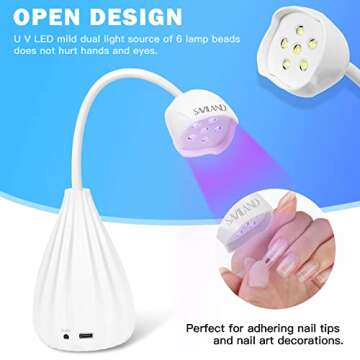SAVILAND Gel U V Light for Nails - 24W Lotus Head U V LED Nail Lamp for Curing Gel Nails 360° Flexible Hose LED Nail Light for Gel Nail Polish Nail Dryer for Nail Art Salon Home DIY Manicure, White