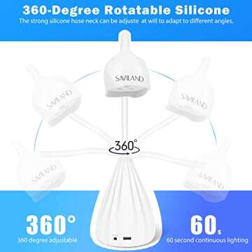 SAVILAND Gel U V Light for Nails - 24W Lotus Head U V LED Nail Lamp for Curing Gel Nails 360° Flexible Hose LED Nail Light for Gel Nail Polish Nail Dryer for Nail Art Salon Home DIY Manicure, White