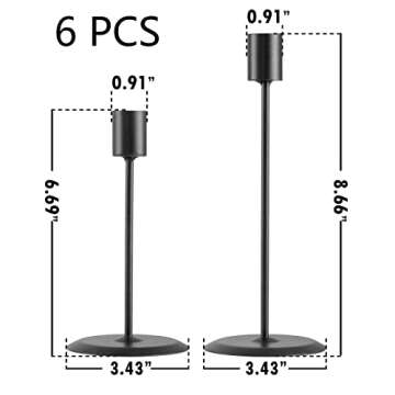 Elegant Black Candle Holder Set for Home Decor - Set of 6