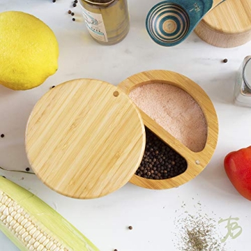 Eco-Friendly Bamboo Salt Pepper Duo with Magnetic Lid