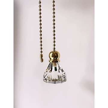Elegant Crystal Diamond Ceiling Fan Pulls Set with Gold Chains