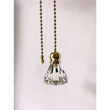 Elegant Crystal Diamond Ceiling Fan Pulls Set with Gold Chains