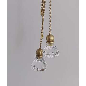 Elegant Crystal Diamond Ceiling Fan Pulls Set with Gold Chains