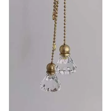 Elegant Crystal Diamond Ceiling Fan Pulls Set with Gold Chains