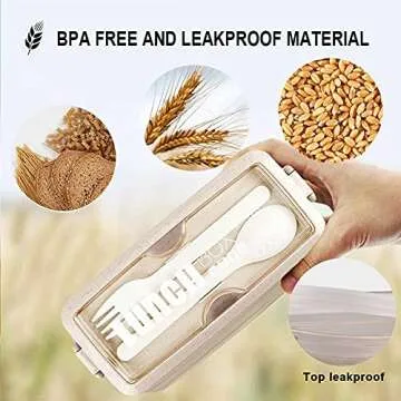 Iteryn Stackable Bento Box with Lunch Bag, 3 Compartment Japanese Lunch Containers, Wheat Straw, All-in-1 Bento Lunch Box Kit for Adult Meal Prep Lunch Snack