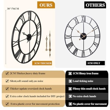 Large Decorative Metal Wall Clock for Any Room