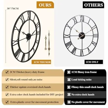 Large Decorative Metal Wall Clock for Any Room