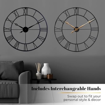 Large Decorative Metal Wall Clock for Any Room