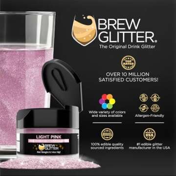 Brew Glitter (1x 4g Jar) | Edible Glitter for Drinks, Cocktails, Beer, Garnish & Beverages (Light Pi...