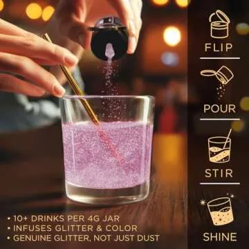 Brew Glitter (1x 4g Jar) | Edible Glitter for Drinks, Cocktails, Beer, Garnish & Beverages (Light Pink)