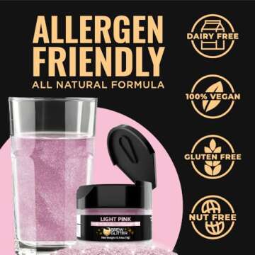 Brew Glitter (1x 4g Jar) | Edible Glitter for Drinks, Cocktails, Beer, Garnish & Beverages (Light Pink)