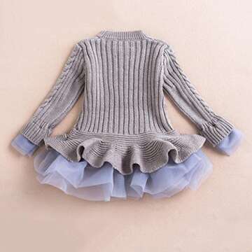 Charming Ruffle Sweater Tutu Dress for Girls Age 3-7, Cozy and Stylish