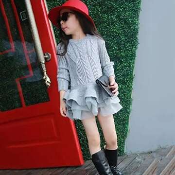 Stylish Girls Ruffle Sweater Tutu Dress for Age 3-7