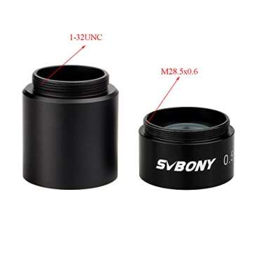 SVBONY Reducer for Telescope 1.25 inches 0.5X Focal Reducer with C-Mount Adapter to CCD Camera for Telescope Eyepiece Photography and Observing