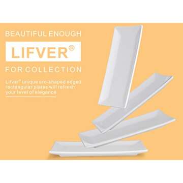 LIFVER Serving Platter, White Rectangle Serving Plate, 10 Inches Sushi Plate, Ceramic Long Serving T...