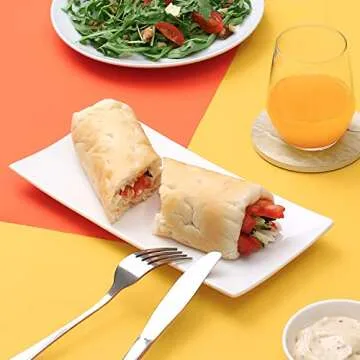 LIFVER Serving Platter, White Rectangle Serving Plate, 10 Inches Sushi Plate, Ceramic Long Serving Tray for Dinner, Parties, Dessert, Appetizer, Dishwasher Microwave Safe, Set of 4