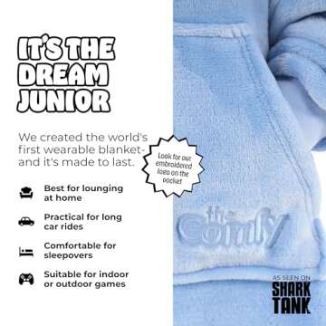 THE COMFY Dream Jr | Lightweight Microfiber Fleece Wearable Blanket for Kids, With Hood and Oversize...