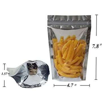 100 Pack Mylar Bags for Food Storage, Resealable Bags for Packaging, Aluminum Foil pouches, Ziplock Bag Storage Organizer, Food Storage Containers for Beans Coffee Snack (4.7''x7.87''(12x20cm))