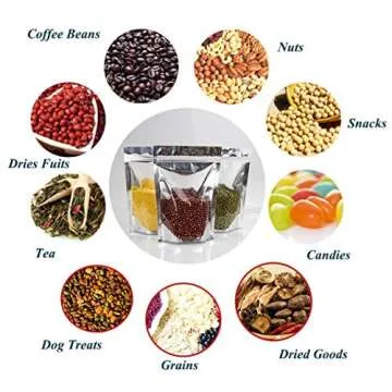 100 Pack Mylar Bags for Food Storage, Resealable Bags for Packaging, Aluminum Foil pouches, Ziplock Bag Storage Organizer, Food Storage Containers for Beans Coffee Snack (4.7''x7.87''(12x20cm))